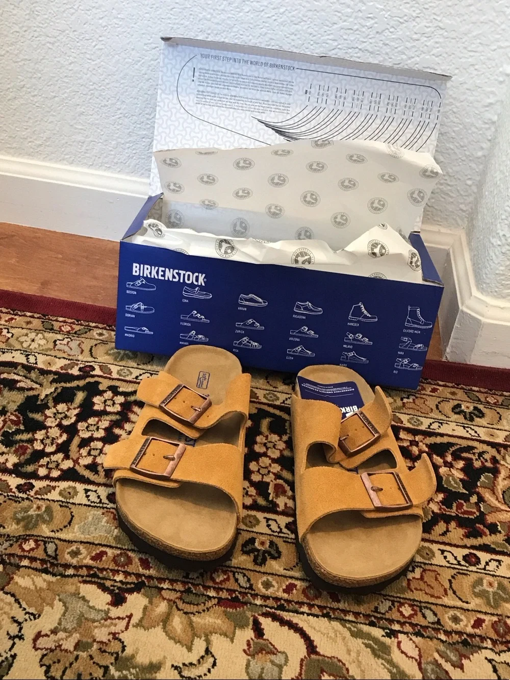 Birkenstock Arizona Suede Two-Buckle Sandals in Mink